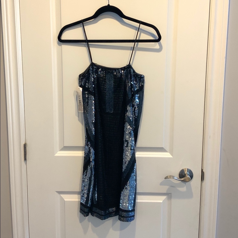 Nicole Miller strapless silk sequin dress NWT